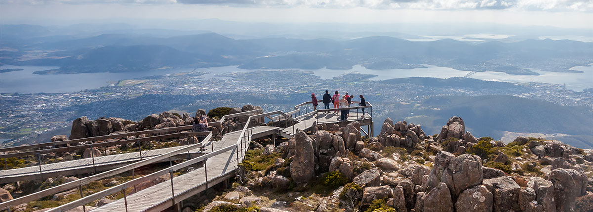 Enjoy a scenic lookout over Hobart in Tasmania