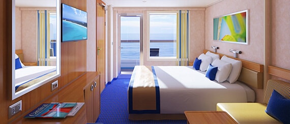  balcony stateroom aboard a carnival cruise ship